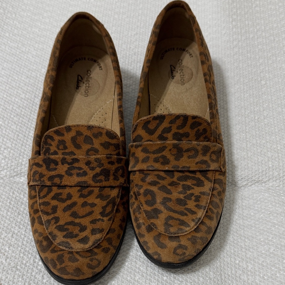 Clarks Leopard Print Penny Loafers - Brown & Black